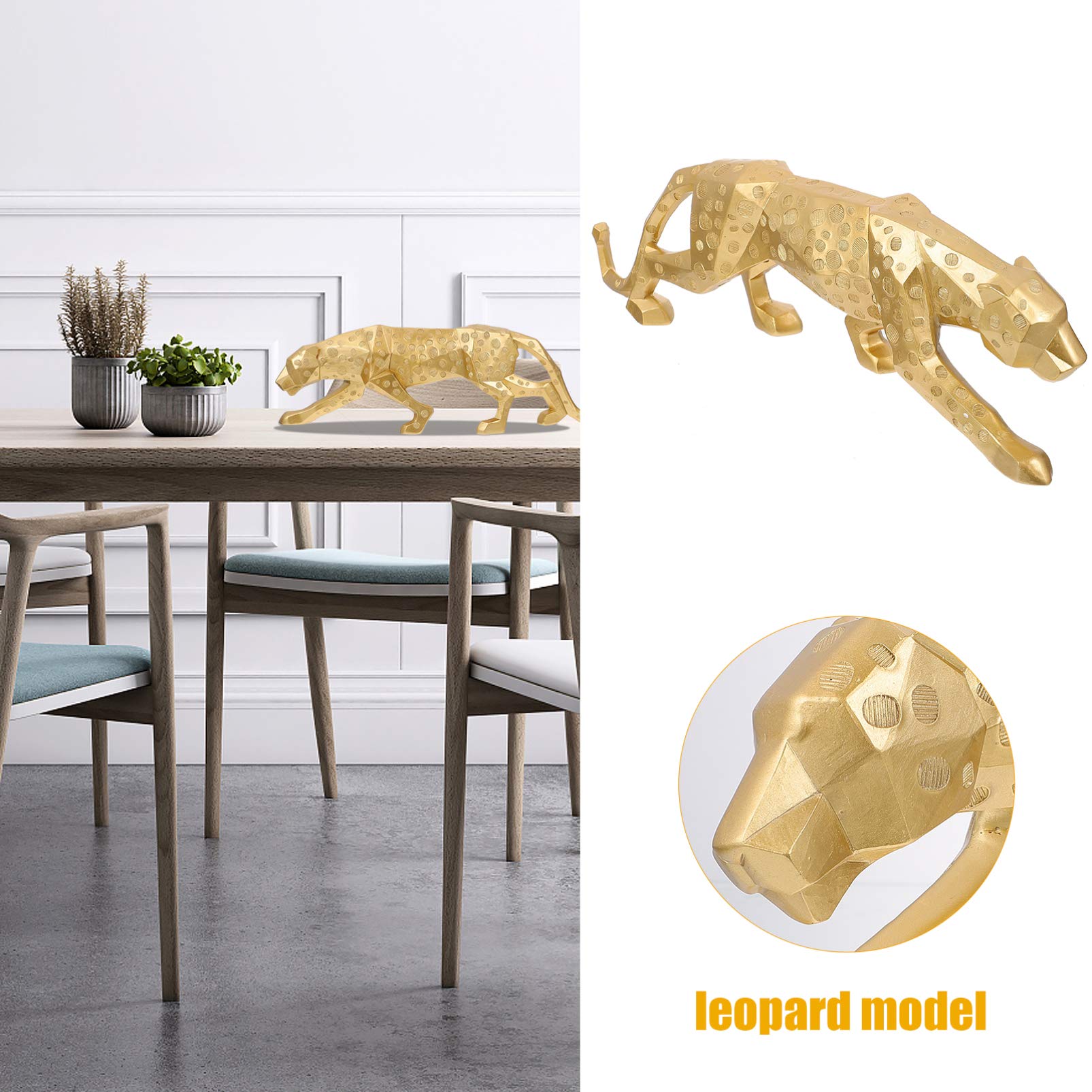Geparden-Statue Aus Harz – 28 Cm Hoch, Sitzende Figur, Deko Für Zuhause & Büro In Gold