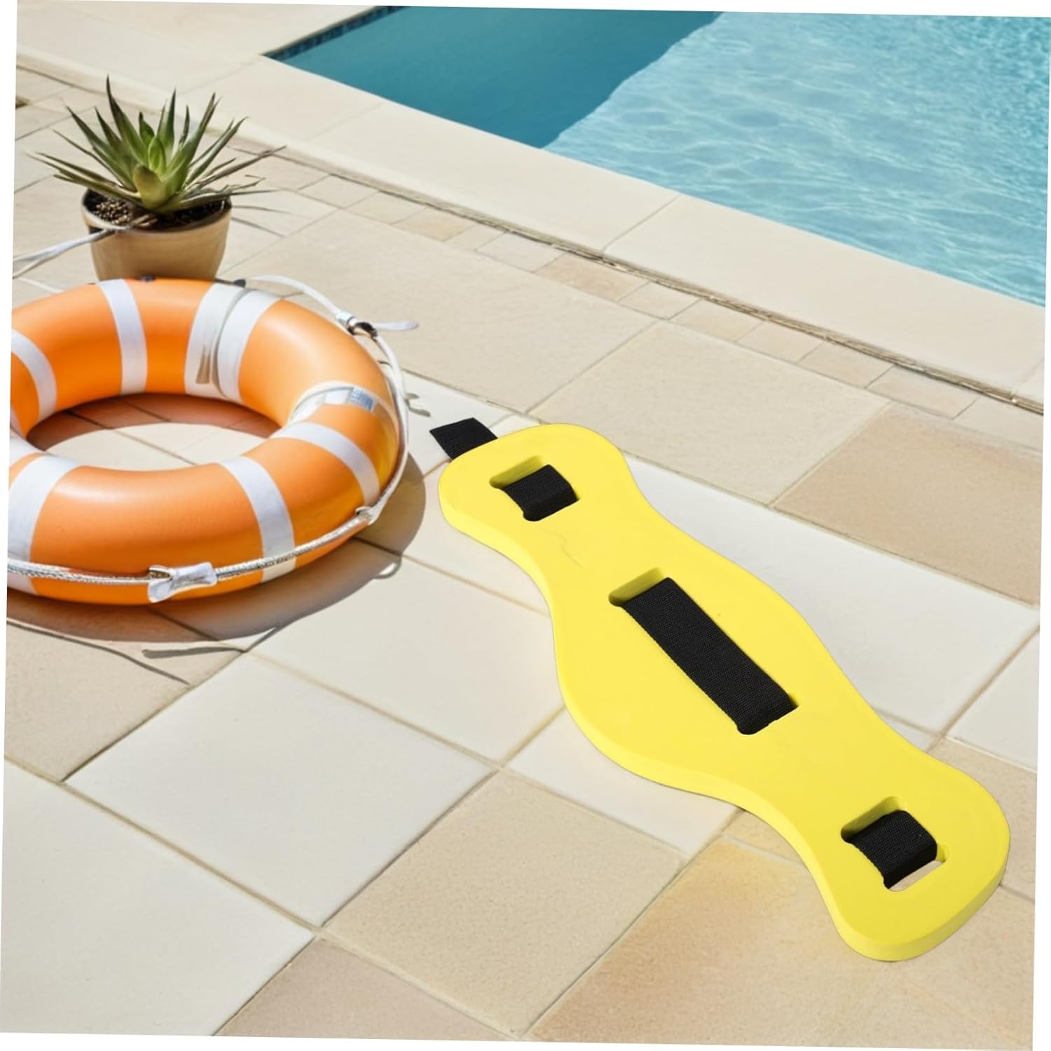 2pcs Swim Flotation Belt for Adults Ergonomic Yellow Midsection Float Quick Inflation Pool Exercise Equipment Safety Swim Training Aid for Water Aerobics and Beginners