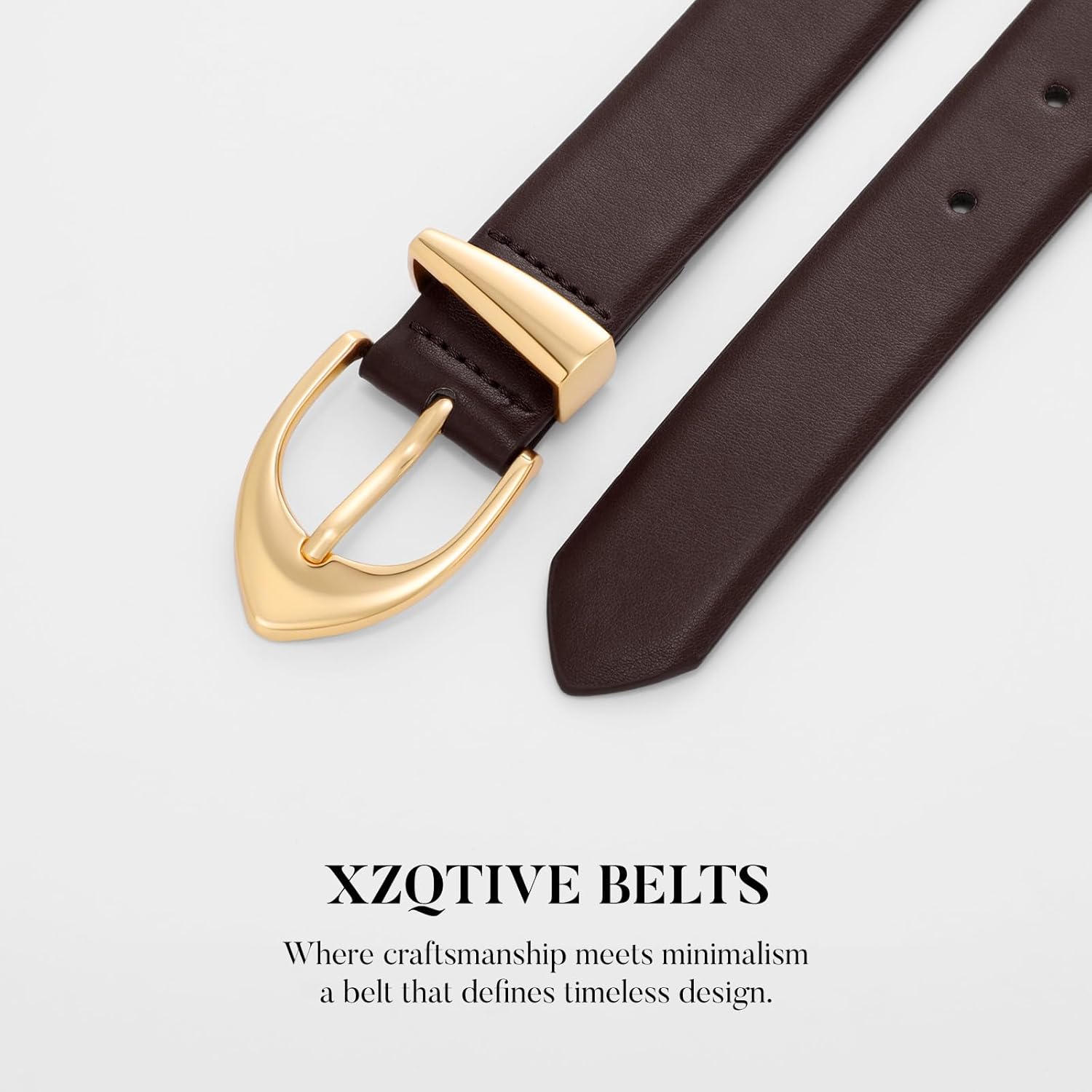 XZQTIVE Women's Leather Belts, Classic Minimalist Design For Jeans Pants Dresses, Black Belt With Gold Buckle - Image 4