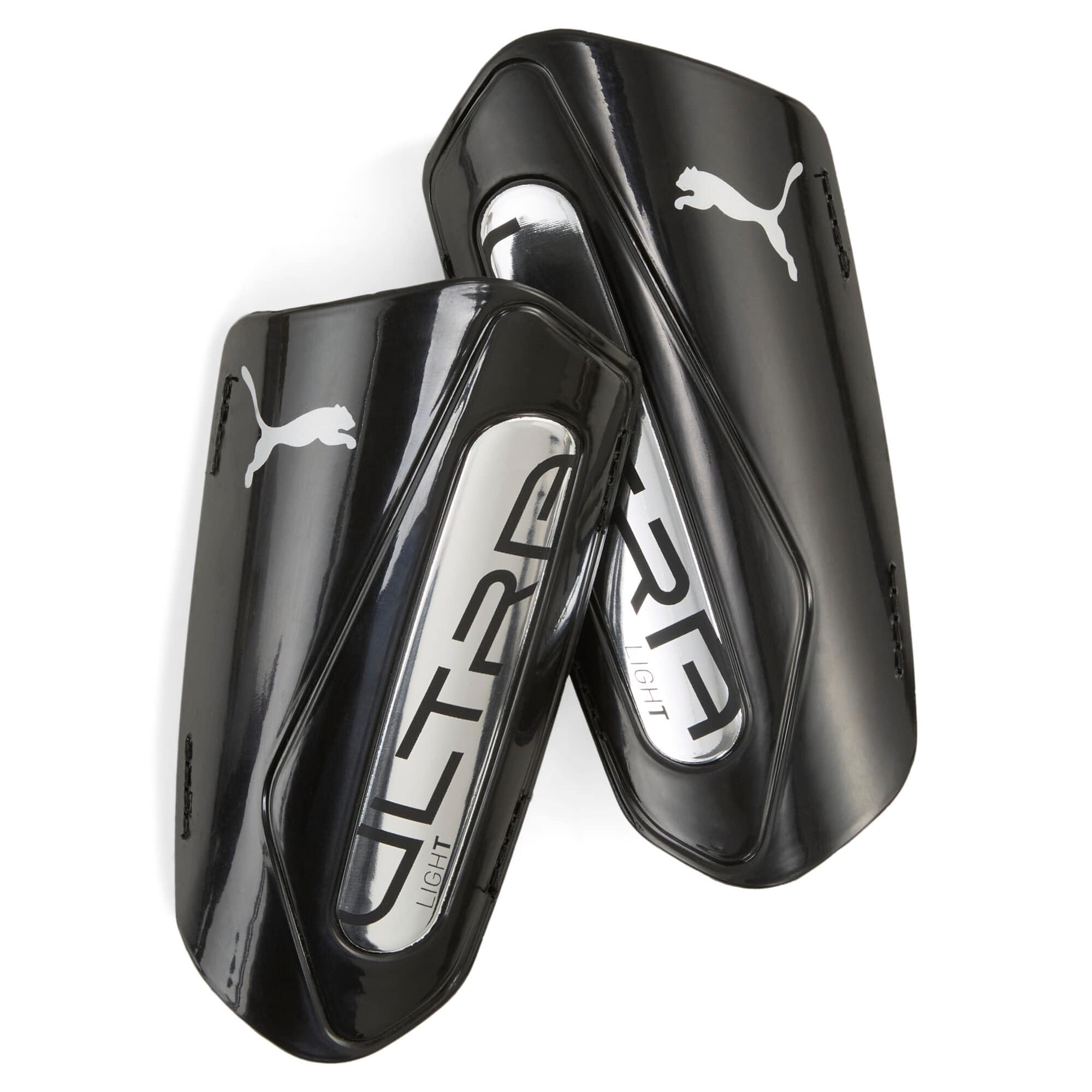 Puma Men's Ultra Light Strap Shin Guards - Black/Silver - Medium