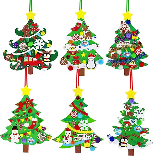 Miniatura 3 de Winlyn 24 juegos de adornos de árbol de Navidad, juegos de arte para manualidades, kits de manualidades de Navidad, pino, muñeco de nieve, copo de