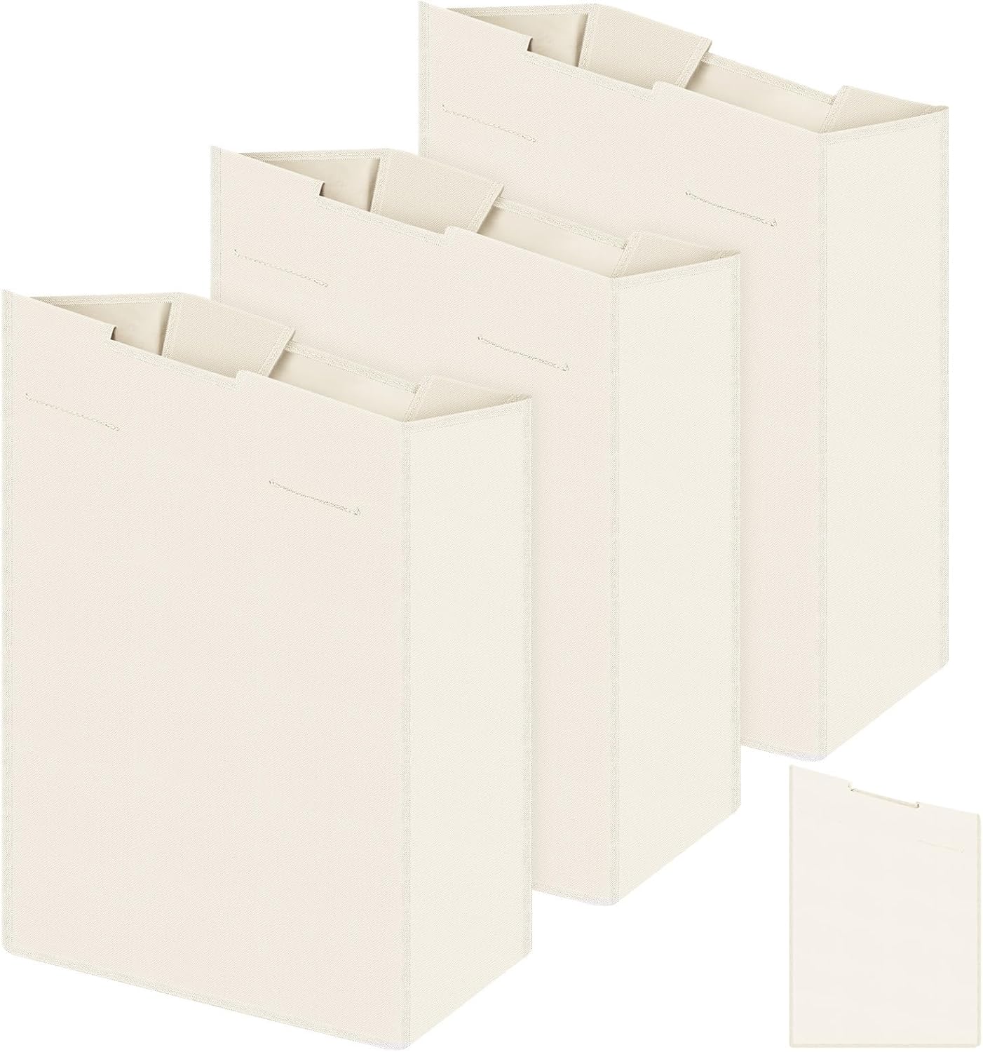 Windyun 3 Pcs Hypotenuse Laundry Sorter Replacement Bags Hamper Cart Removable Replacement Bags Laundry Storage Organizer Bag Hamper Liner, No Hooks 14.76 x 8.66 x 23.23/19.29 Inch(Beige)