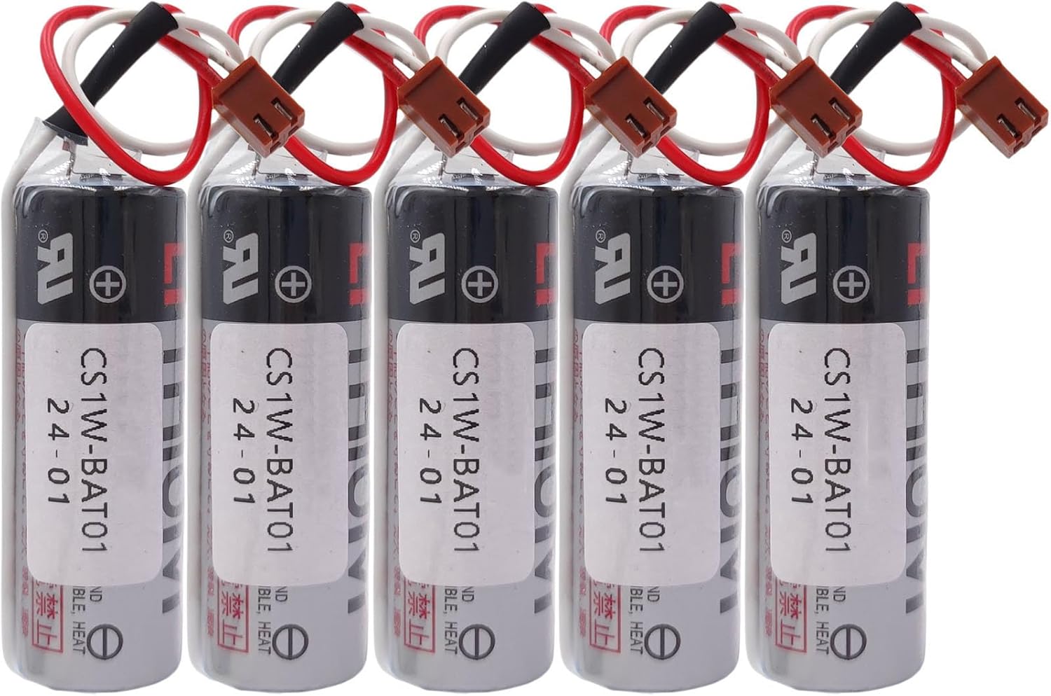 (5 Pack) ER17500V/3.6V Battery ER17500V 2700mAh CS1W-BAT01 Batteries Compatible with CS1W-BAT01 Industrial PLC Lithium Battery with Plug