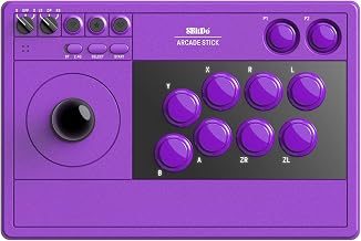 8Bitdo Arcade Stick for Switch/Switch 2 & Windows PC, Wireless Bluetooth, 2.4G Adapter & Wired USB-C Arcade Fight Stick, Dynamic Button Layout, Macro Buttons, Turbo Functionality - Purple
