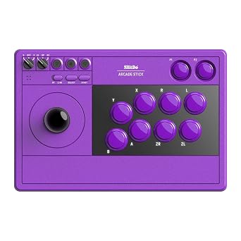 8Bitdo Arcade Stick for Switch/Switch 2 & Windows PC, Wireless Bluetooth, 2.4G Adapter & Wired USB-C Arcade Fight Stick, Dynamic Button Layout, Macro Buttons, Turbo Functionality - Purple