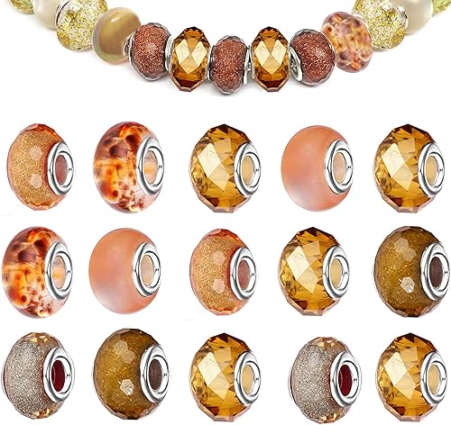 Miniatura 1 de Jmzothie Surtido de cuentas europeas de gran agujero, cuentas espaciadoras de metal para manualidades, pulseras, collares, fabricación de joyas