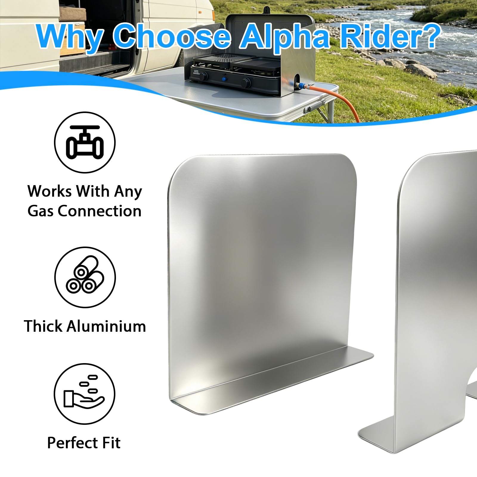 Windschutz Seiten für Cadac 2 Cook 2 Pro & 3 Pro, Campingkocher, Windschutzscheibe, Aluminiumplatten für 2 Cook 2 Pro Deluxe/3 Pro Deluxe, Outdoor-Kochzubehör