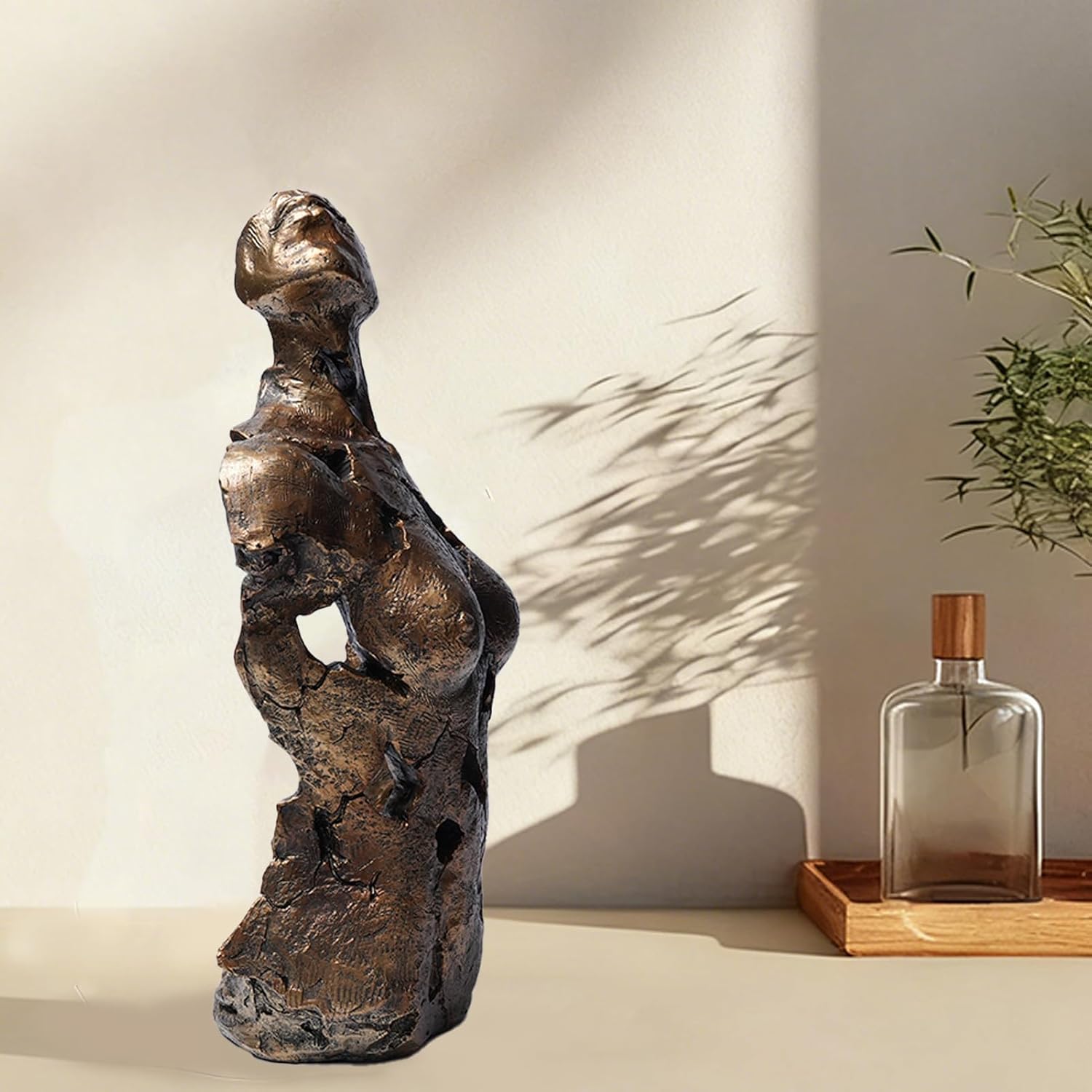 Abstract Female Bust Statue and Sculpture, Lady Figurine Art Decor, Aesthetic Ornament for Office Living Room Bedroom, Golden, Resin 18" Sculptures Home Decor