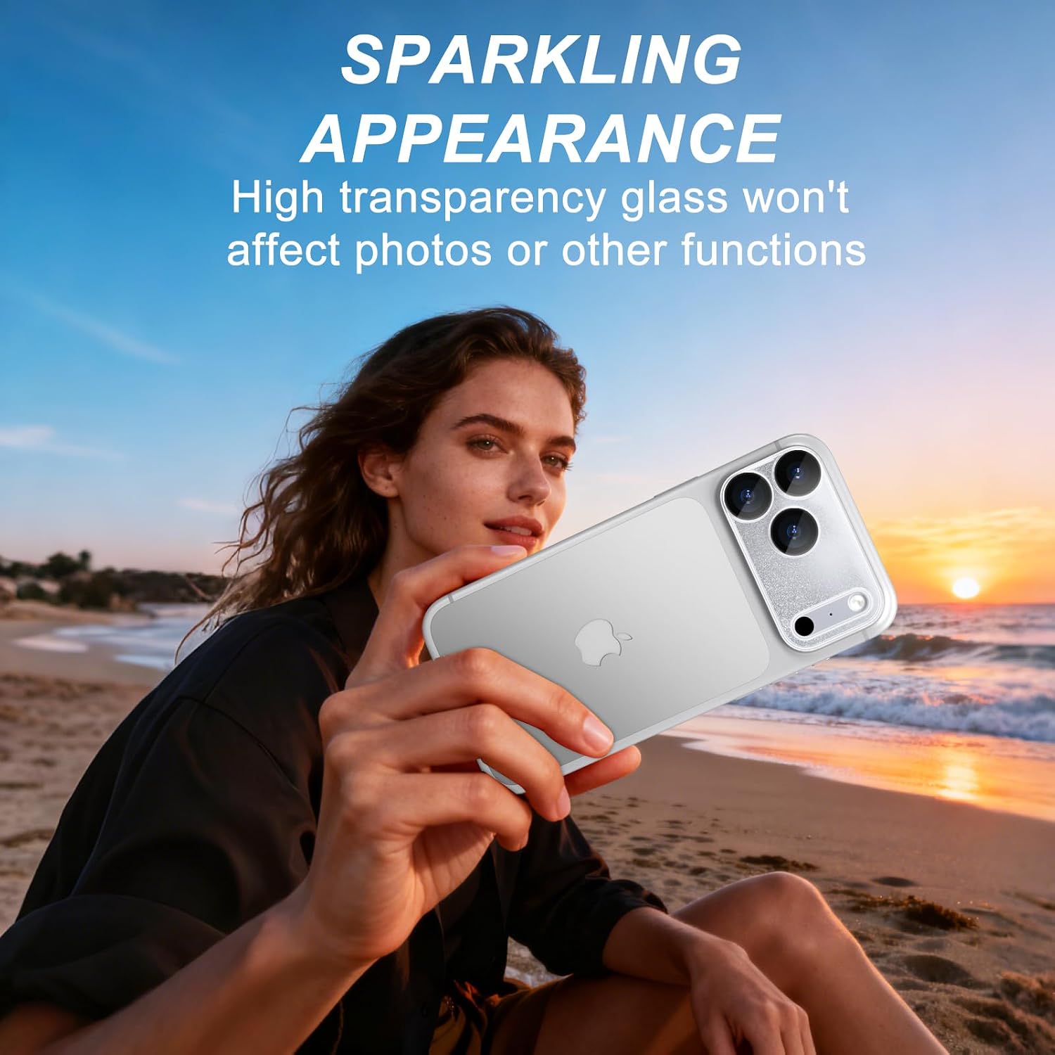 surundo for iPhone 17 Pro Max Camera Protector, Bling Glitter Camera Cover Design Flowing Liquid Quicksand, [Not Easy to Fall] [Strong Adsorption] 9H Tempered Glass Lens Cover Stylish Accessories