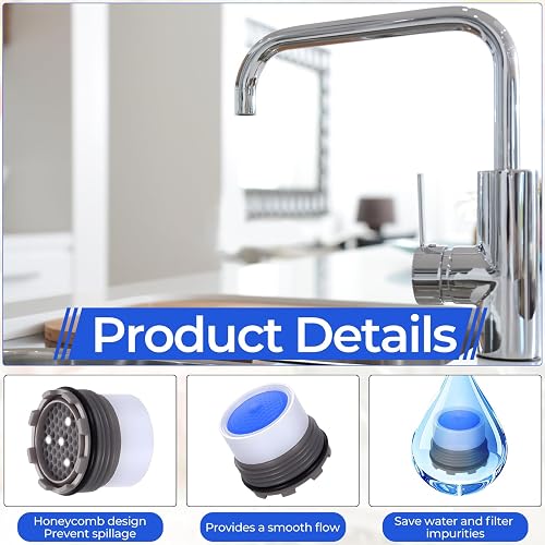 17 Pcs Mousseur Robinet Cuisine, M16,5 Aerateur Robinet Economie d'Eau Plastique, Buses de filtre, Mousseur pour Robinets, Salle de Bain, évier de Cuisine - 3