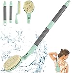 Back Scrubber Anti Slip for Shower, 21.7 Detachable Back Bath Brush for Shower, Back Scrubber, Exfoliation and Improved Skin Health for Elderly with Limited Arm Movement, Disabled (21.7 Cyan)