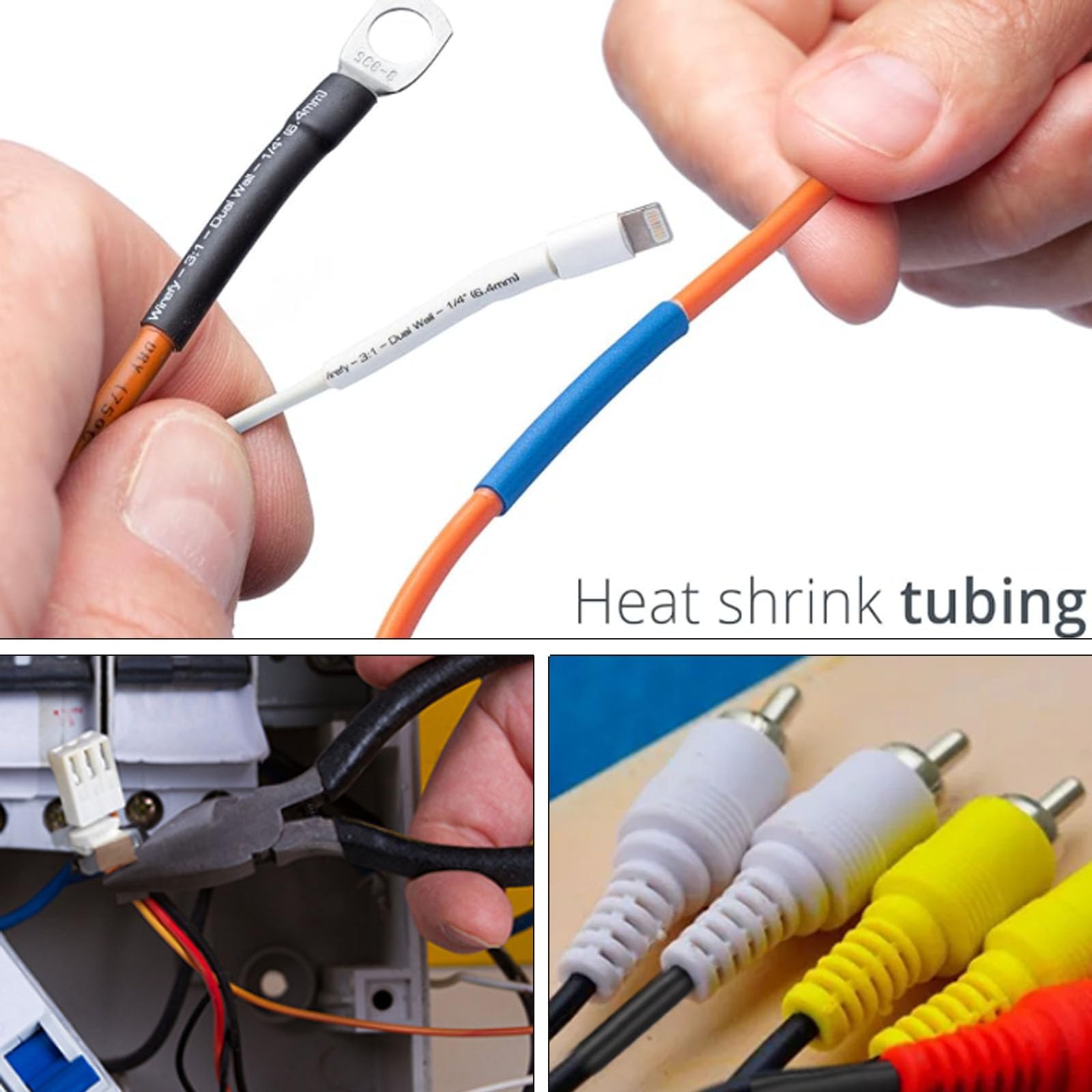 Gaine thermorétractable de 25 mm, 1 m de long, rapport 1,8:1, tube thermorétractable doublé adhésif pour isolation électrique, réparations, connecteurs de fils, câbles enroulés, noir [, 40 mm x 1 m)