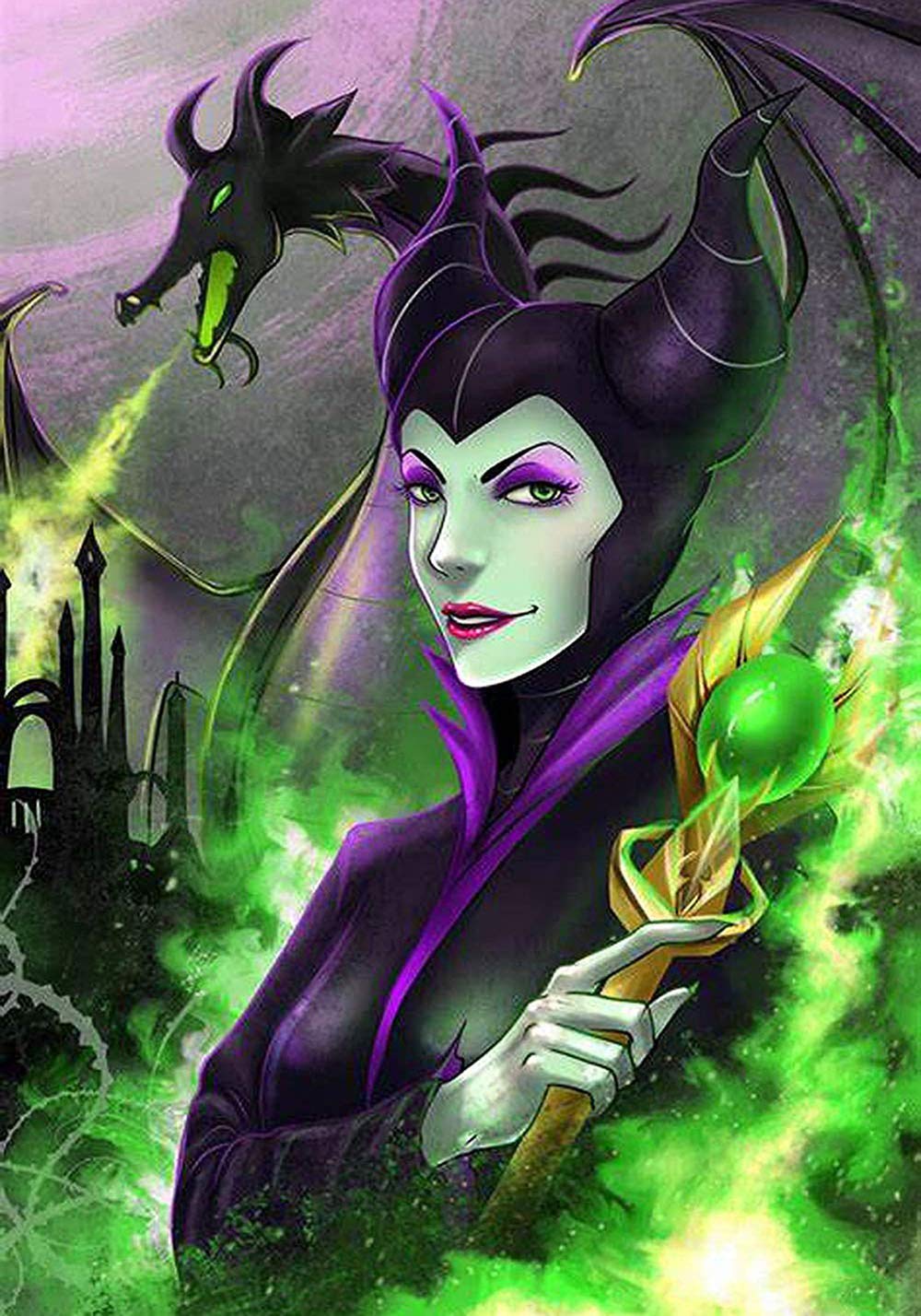 5D DIY Diamond Painting Witch 14X20 inches Full Round Drill Rhinestone Embroidery for Wall Decoration