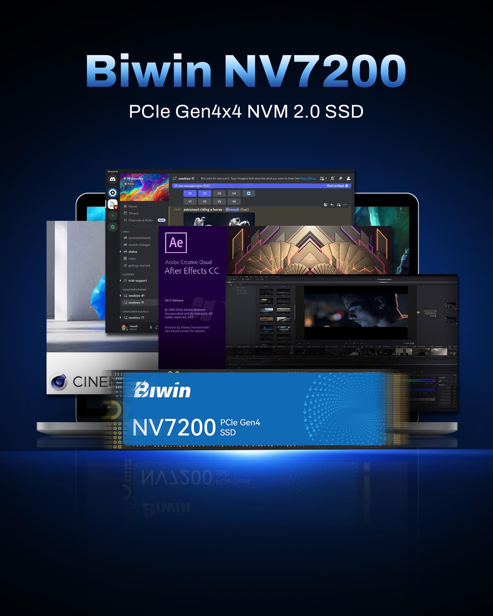 BIWIN NV7200 2TB PCIe 4.0 NVMe SSD: M.2 2280 Internal PC Solid State Drive, Up to 7200MB/s Read Speed, PS5 Compatible for Gaming, Laptop & Desktop - Additional View