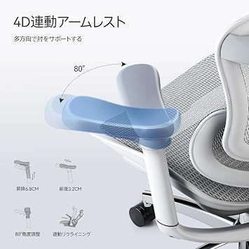 SIHOO Doro C300 Office Chair, Desk Chair, Ergonomic, Telework, No Fatigue, Ergonomic Chair, Mesh Chair, 4-Stage Adjustable S-Curve Backrest, Automatic Adaptive Lumbar Support, 4D Linked Armrest, 3D