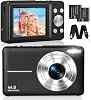CAMKORY digital camera photo camera FHD 1080P 44MP compact camera 16X digital zoom camera small simple operation image stabilizer with 2 batteries for children beginners boys girls black