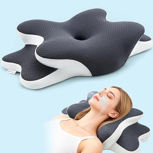 Almohada cervical para dormir de lado, almohadas de espuma viscoelástica para dolor de cuello y hombros, almohadas de sueño profundo para dormir con