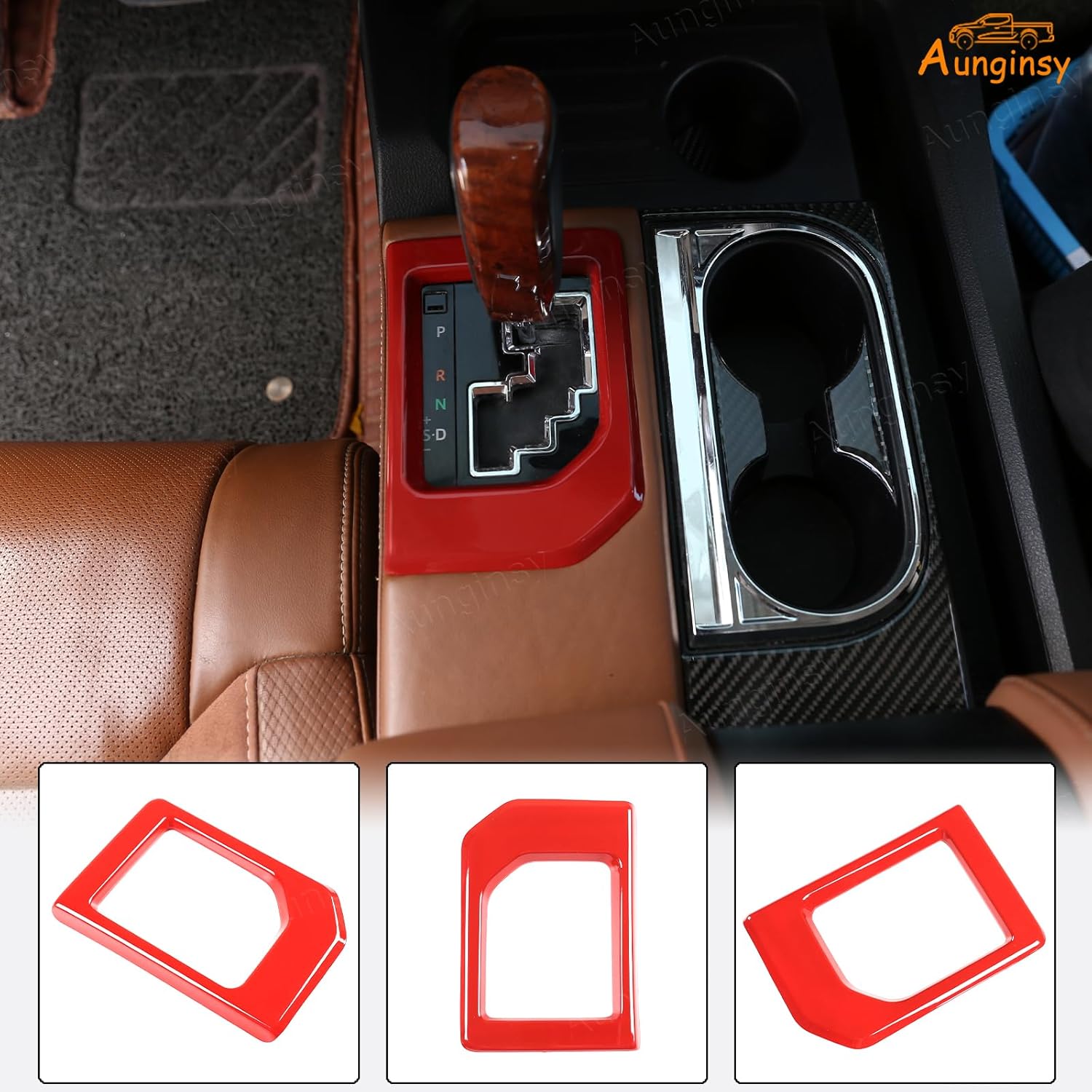 Aunginsy Center Console Gear Shift Panel Trim Cover Compatible with Toyota Tundra 2014-2021, Car Central Control Gear Shifter Anti-Scratch Panel Decorative Frame Protective Sticker ABS Accessories