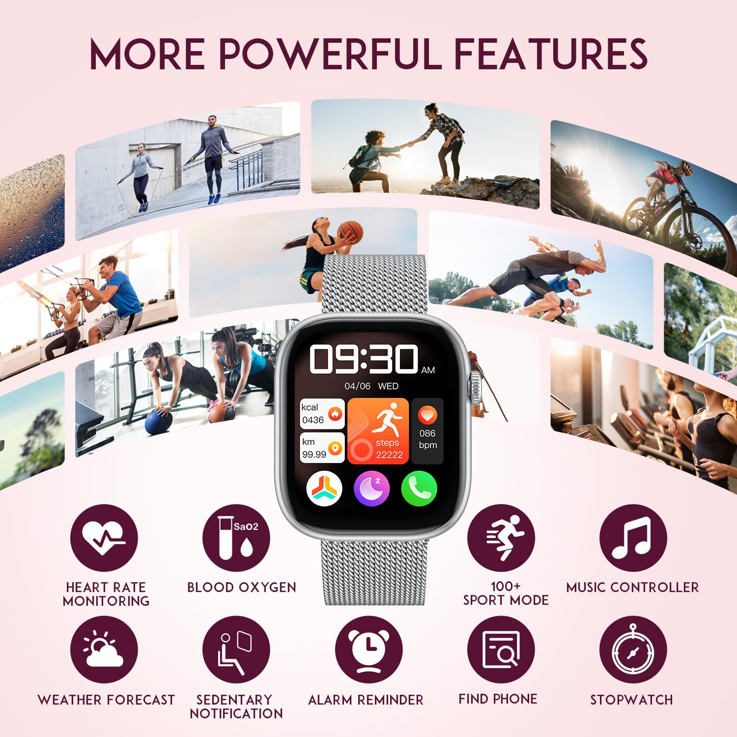 Smartwatch Donna Orologio con Chiamate Bluetooth: 1.83" Smart Watch con Quadrante Dinamico Contapassi Monitoraggio Sonno Sportivo Fitness Tracker IP67 impermeabile AI Vocale Compatibile Android iOS