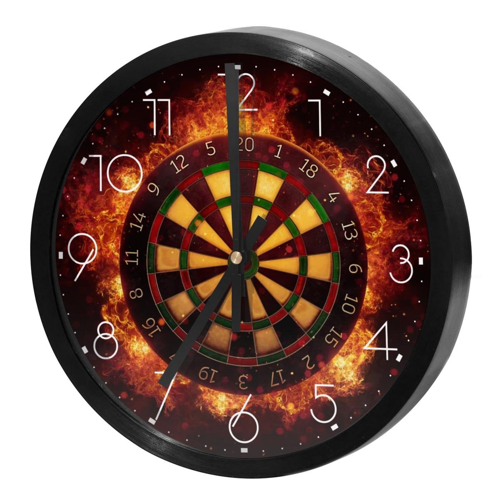 Horloge murale silencieuse à quartz design fléchettes en flammes