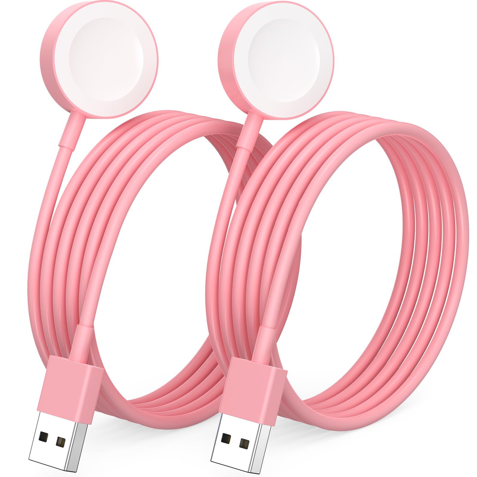 Amasuki 2 Pack Ladekabel für Apple Watch USB Kabelloses Schnellladekabel Ladegerät Magnetisches Ladekabel Kompatibel mit Apple Watch Ultra/Series 11/10/9/8/7/6/SE/SE2/5/4/3/2/1-Rosa/3.3FT