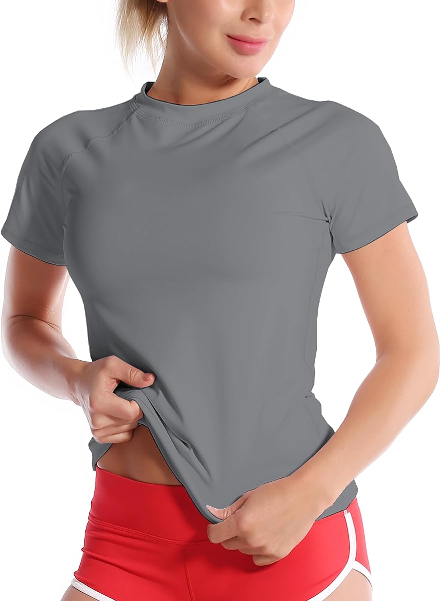 BUBBLELIME Short Sleeve Rashguard for Women Swimsuit Surfing Swimwear Top