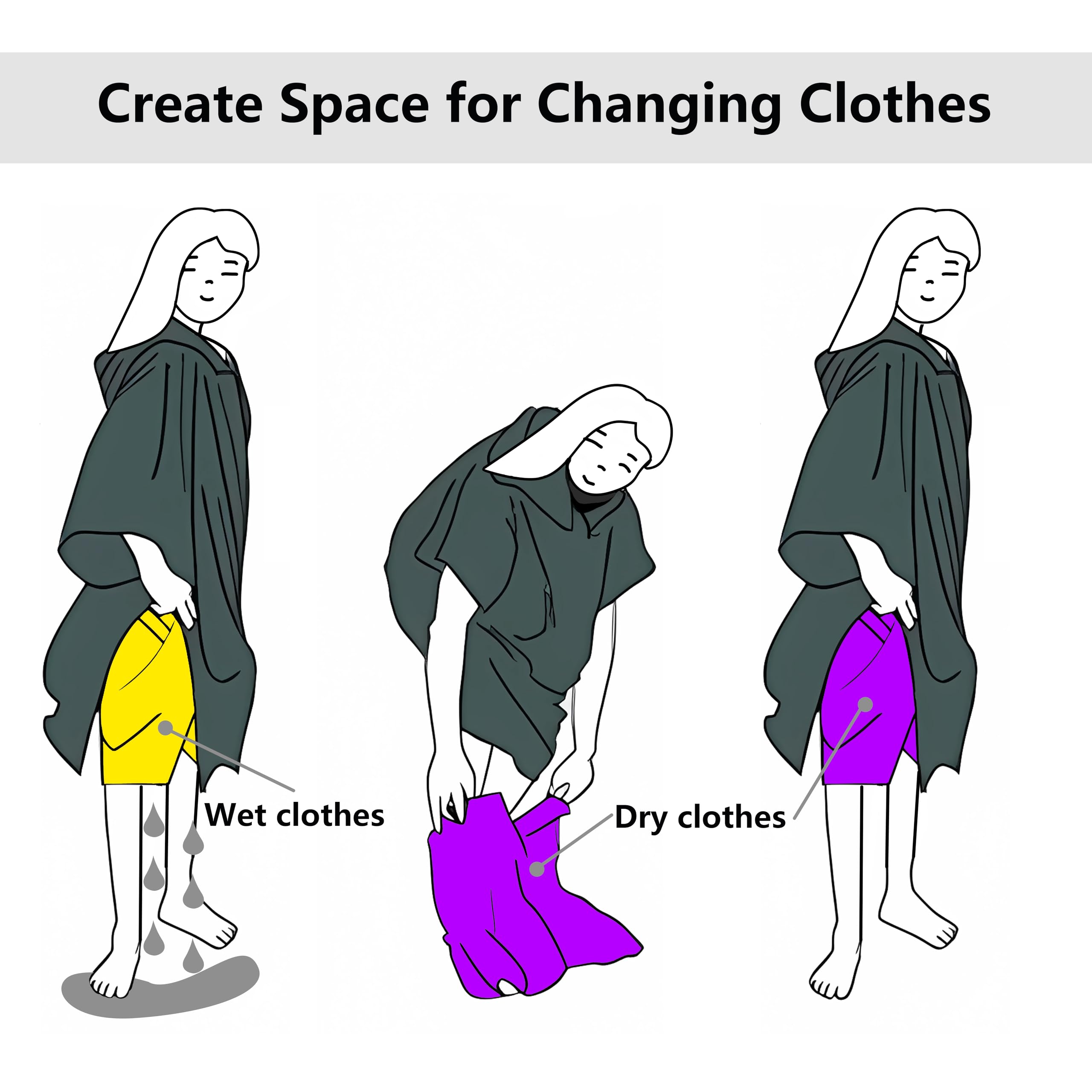 Toalla de Tela de Secado rápido, Capa de Surf, Toalla cambiante, Bata de baño con Capucha y Bolsillos para Mujeres y Hombres, natación, Playa, Surf, Buceo, baño en casa (Adult-M)