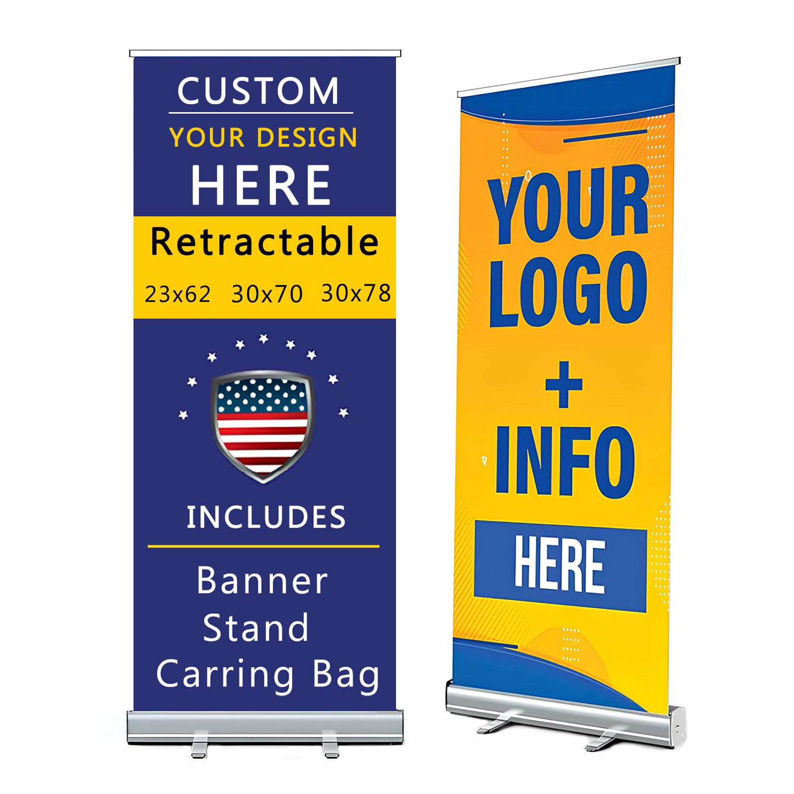 CCZUIML Custom X-Retractable banner, Outdoor and Indoor Display, Advertising, Banners and Signs Customize, Portable Retractable Banner for Business, Events, Parties, Wedding, Birthday