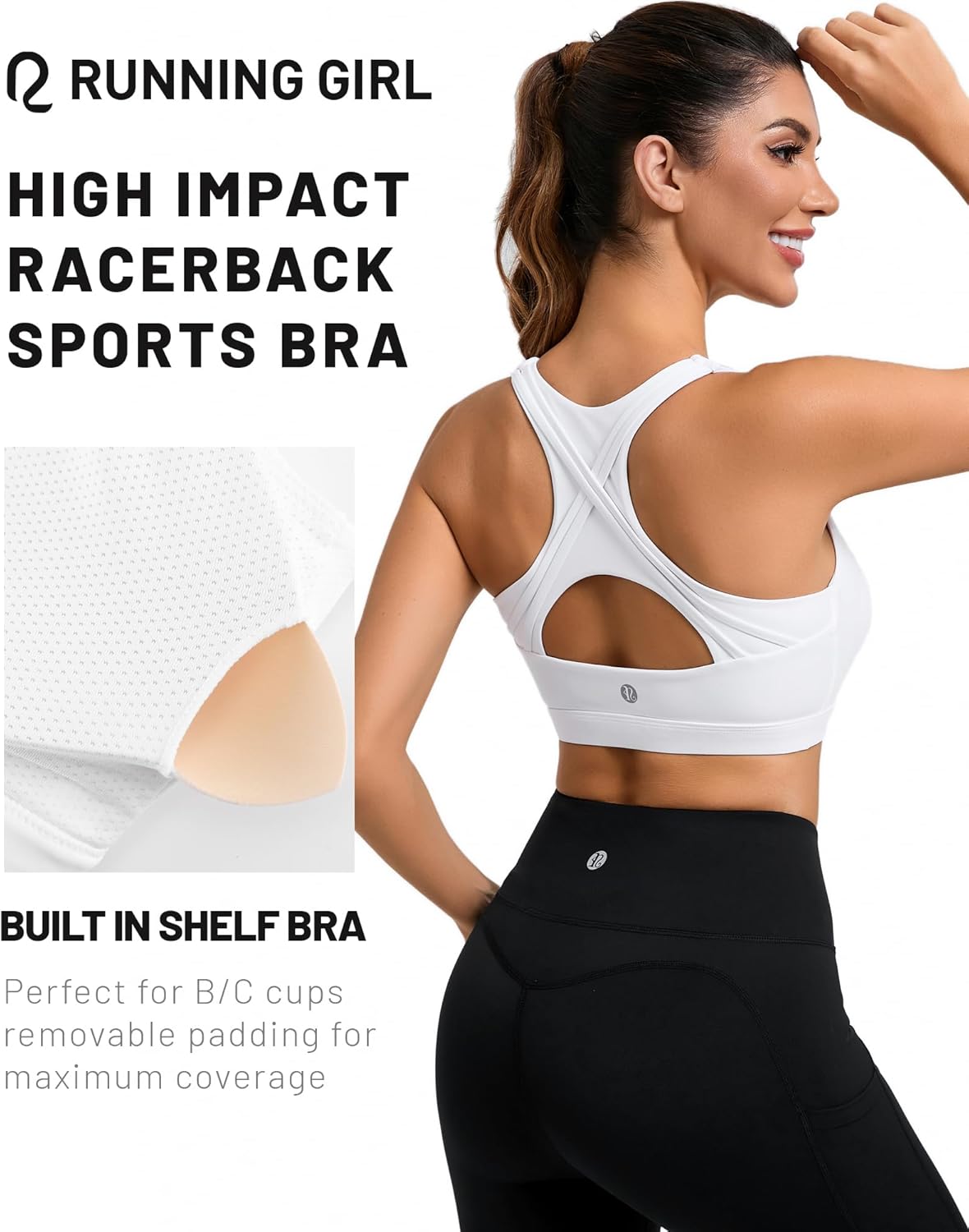 RUNNING GIRL High Impact Sports Bras for Women High Support Women’s Sports Bra Racerback Workout Running Bra - Image 6