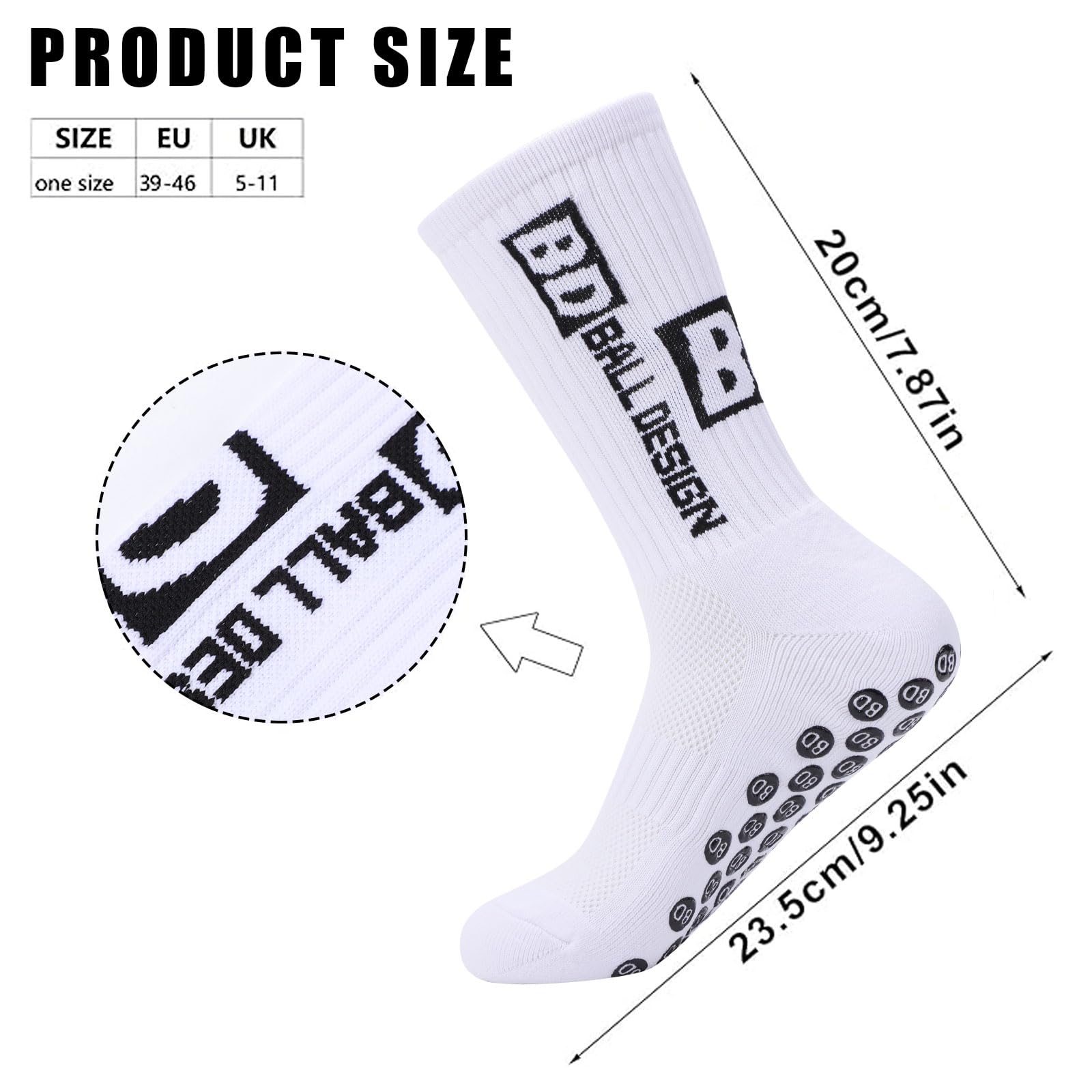 Risipu 4 pares de calcetines deportivos antideslizantes, transpirables, antideslizantes, calcetines de fútbol para hombre y mujer
