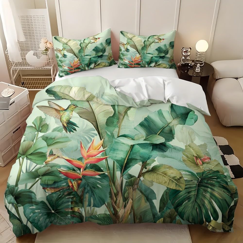 Housse de couette 1 personne motif tropical pour chambre ado et adulte