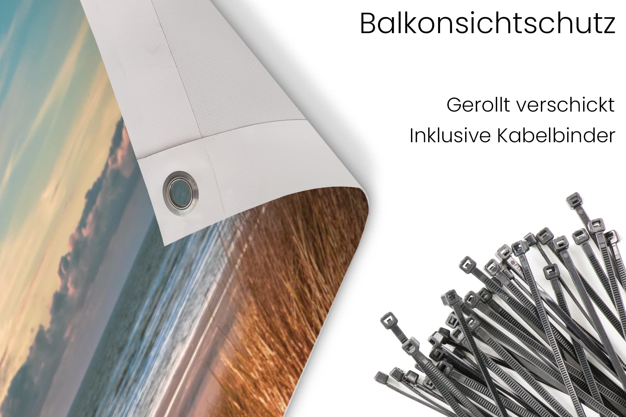 MuchoWow® Balkon Sichtschutz Sichtschutzmatte Balkonbanner Abdeckung für Terrasse Balkon Windschutz Blickdicht Wetterfest 300x80 cm Dünen - Nordsee - Sonnenuntergang - Niederlande - Ameland