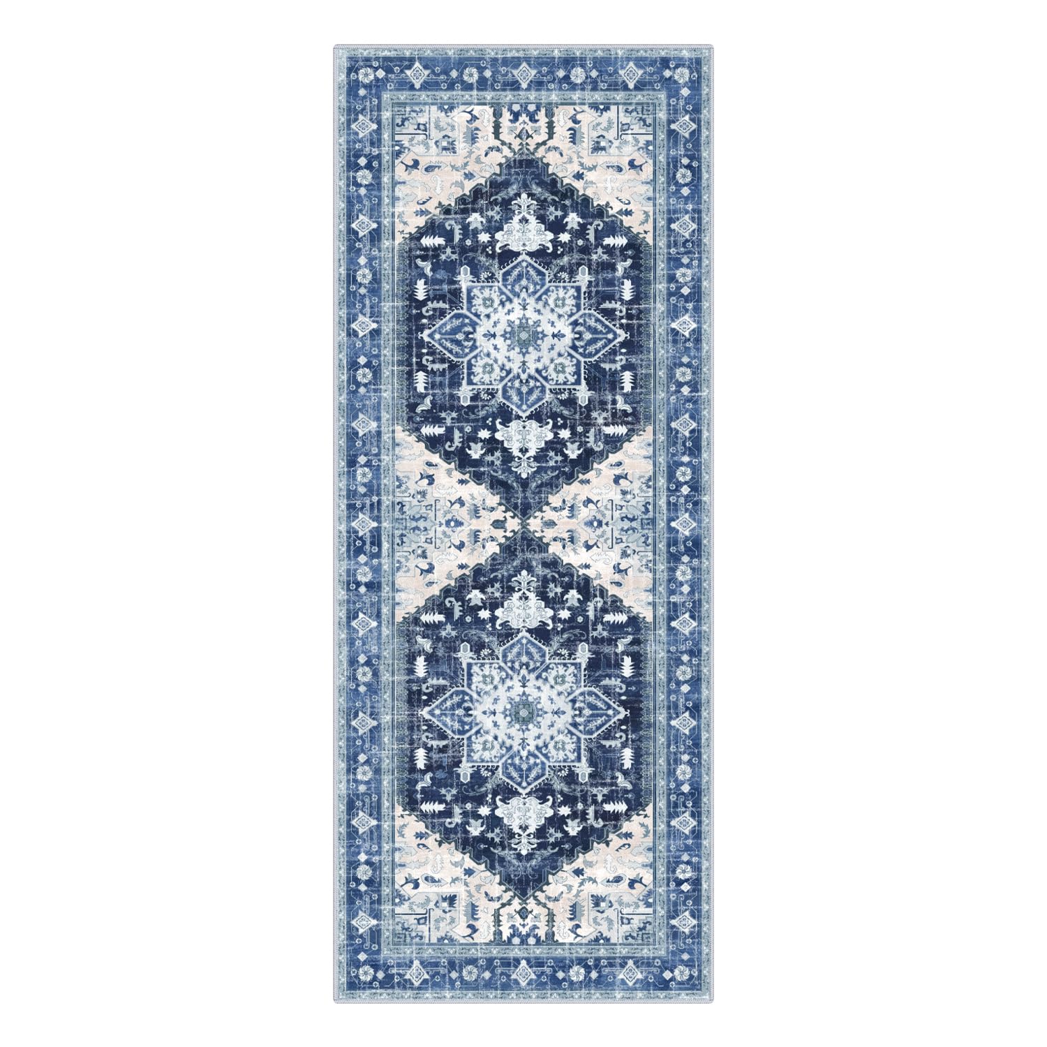 Yamaziot Tappeto Runner Lavabile 50x150 Cm - Vintage Bohémien Antiscivolo, Retro In Gomma, A Pelo Basso
