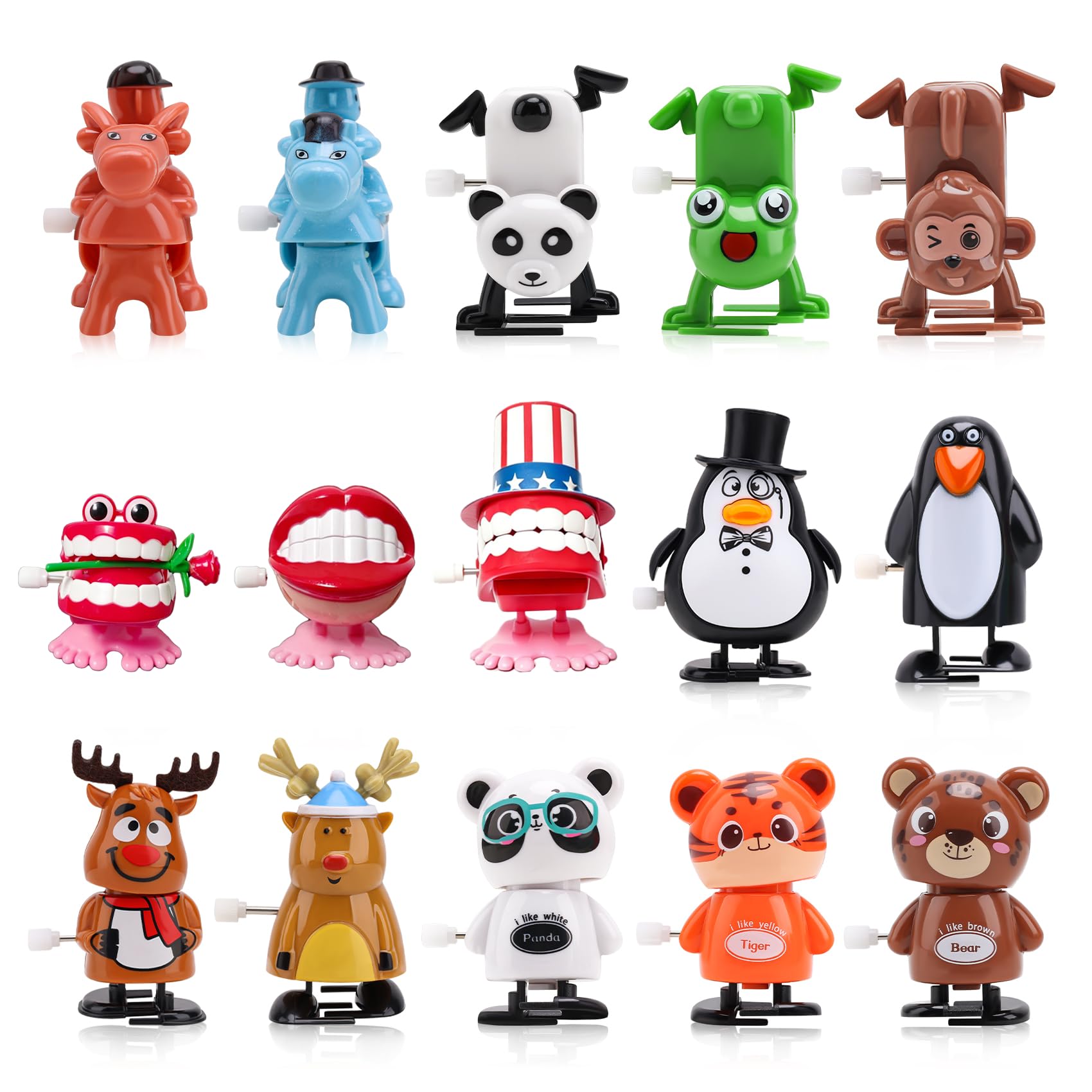 EEOCWF 15pcs Wind Up Toys for Kids, Assorted Animals Walking Jumping Clockwork Toys, Classroom Rewards Staff Appreciation Gifts Birthday Party Favors Treasures Box Goody Bag Fillers Windup Bulk Toys