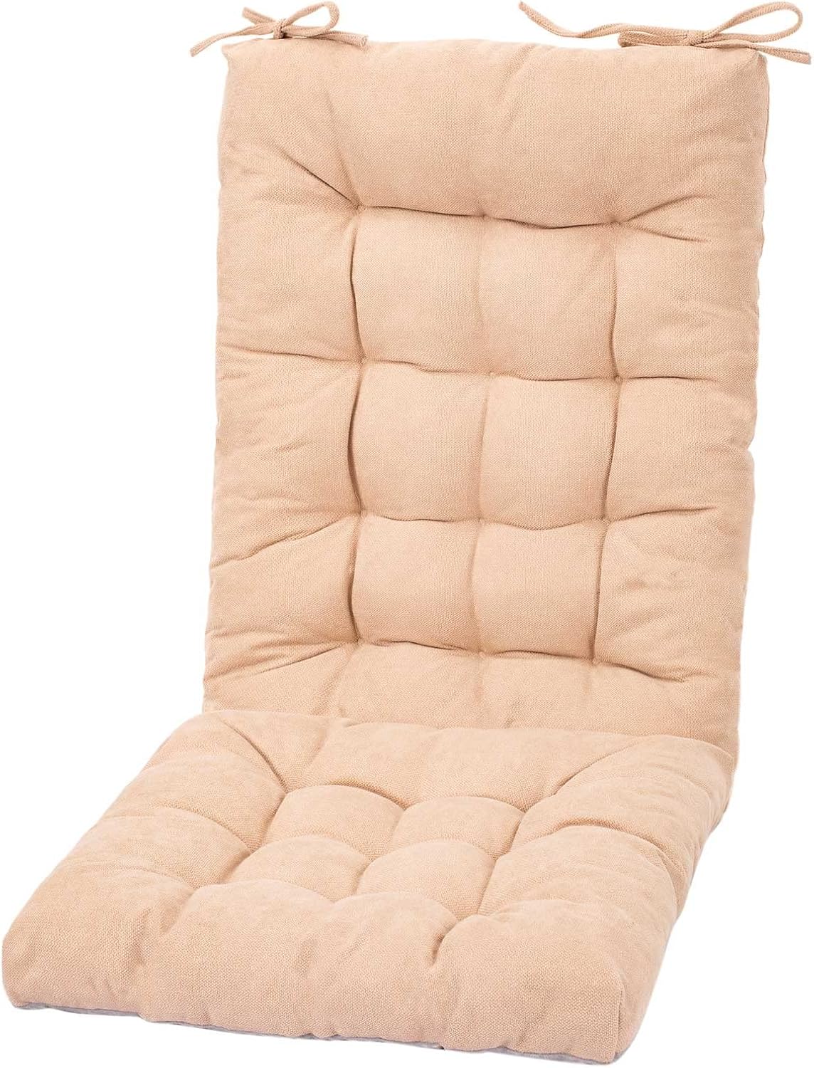 Rocking Chair Cushion, Chair Cushions, Premium Tufted Back and Seat Cushion Non Skid Slip, Chair Pads for Indoor Home, Kitchen, Desk Chair, Dining Chairs (Beige, Fabric 1) Beige Fabric 1 color blanco