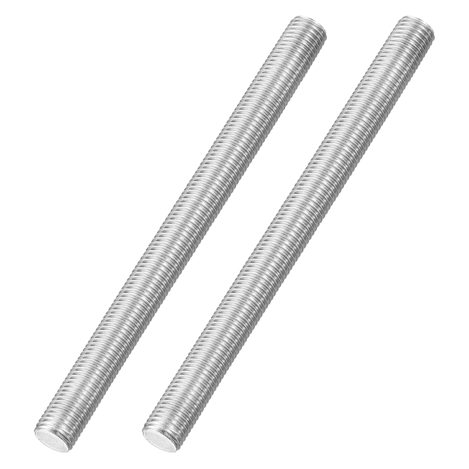 uxcell M16x200mm Fully All Threaded Rod, 2Pcs 316 Stainless Steel Long Threaded Screw 2mm Thread Pitch Right Hand Threads for Furniture Mounting