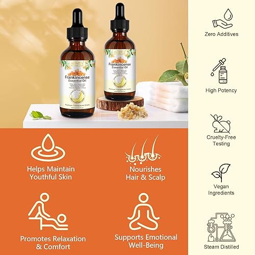 Miniatura 4 de Aceite esencial de incienso de alta calidad, 100% puro y natural, 2.1 onzas líquidas para la piel, arrugas, cicatrices, cuidado de la cara y el