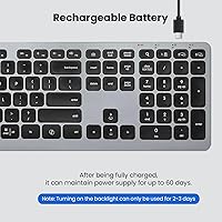 Vista 7 de Teclado inalámbrico, teclado Bluetooth con reposamanos de cuero, retroiluminación, emparejamiento multidispositivo, USB C recargable, para Windows