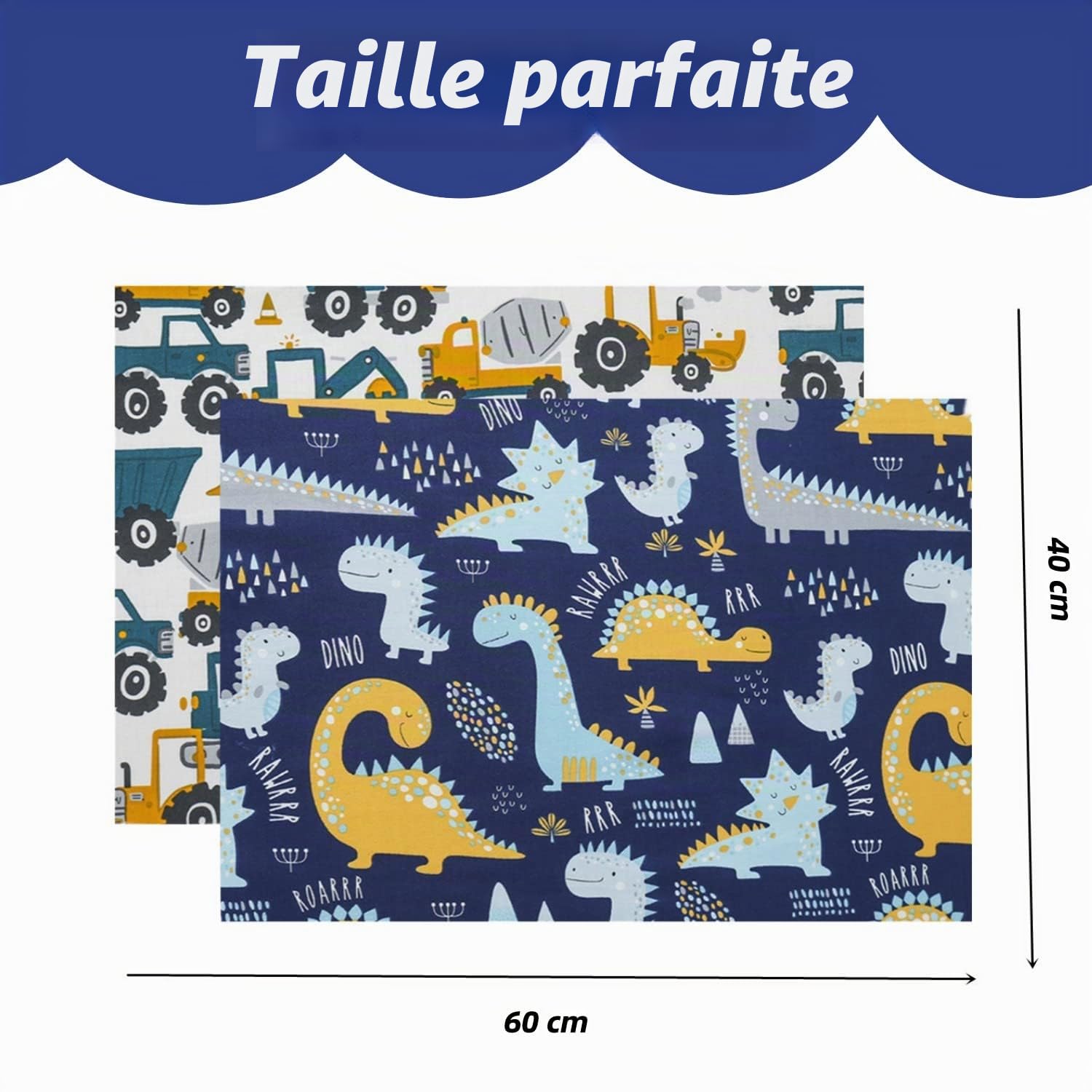 Housse de coussin pour bébé 40 x 60 cm Lot de 2 taies d'oreiller en coton biologique pour poussette avec fermeture à enveloppe