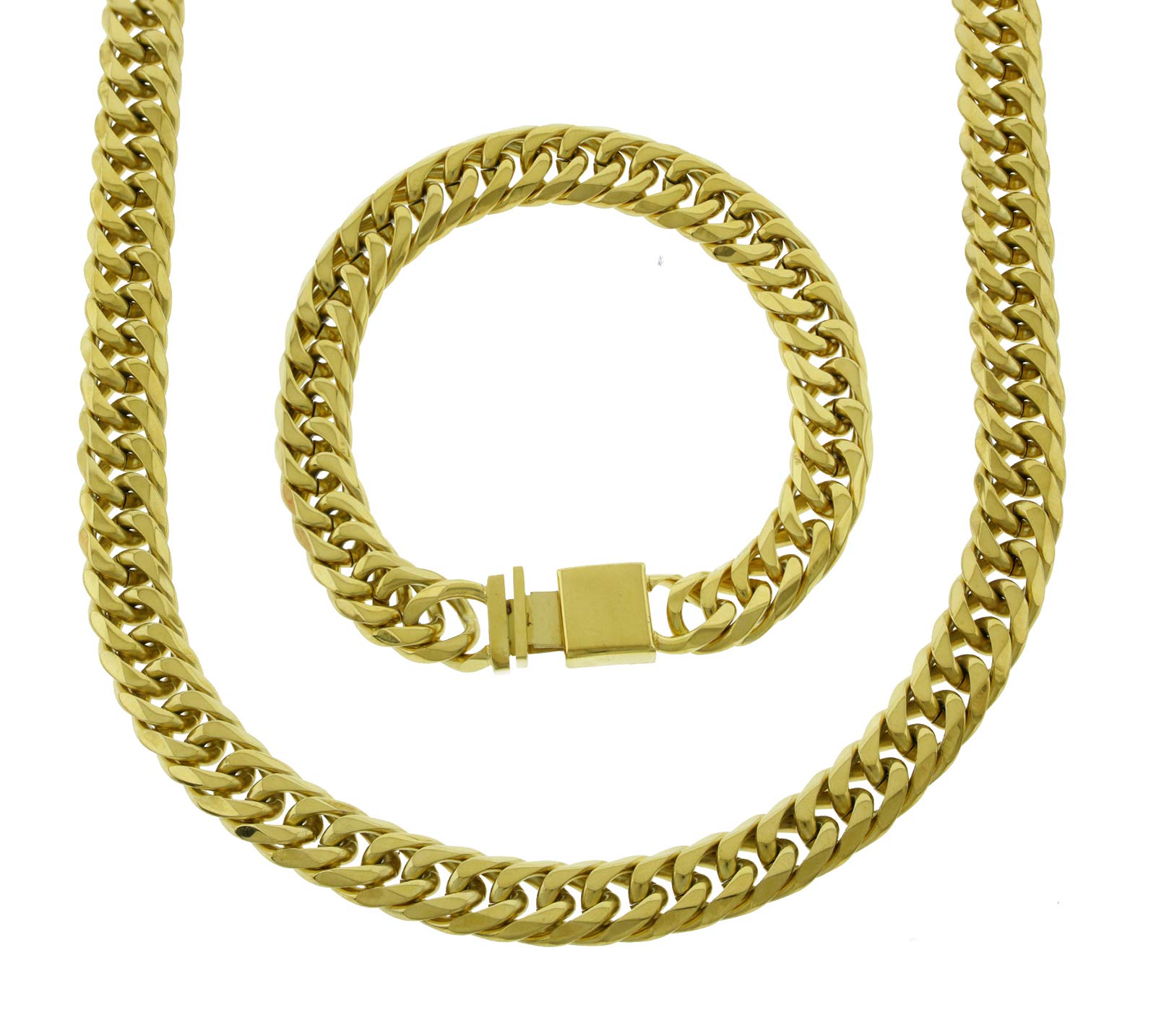 Buy Mens Thick Tight Link Yellow Gold Finish Solid 12mm Miami Cuban