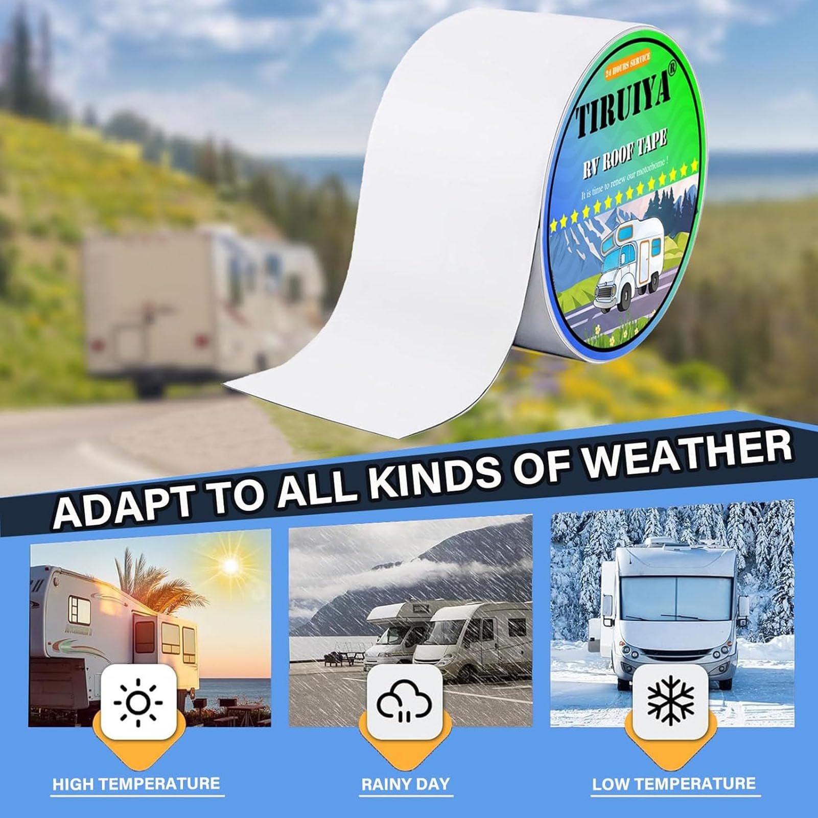 cinta selladora caravana, cinta impermeable autoadhesiva, butilo en cinta blanca reparación para caravana, tuberias, canalón, tubería