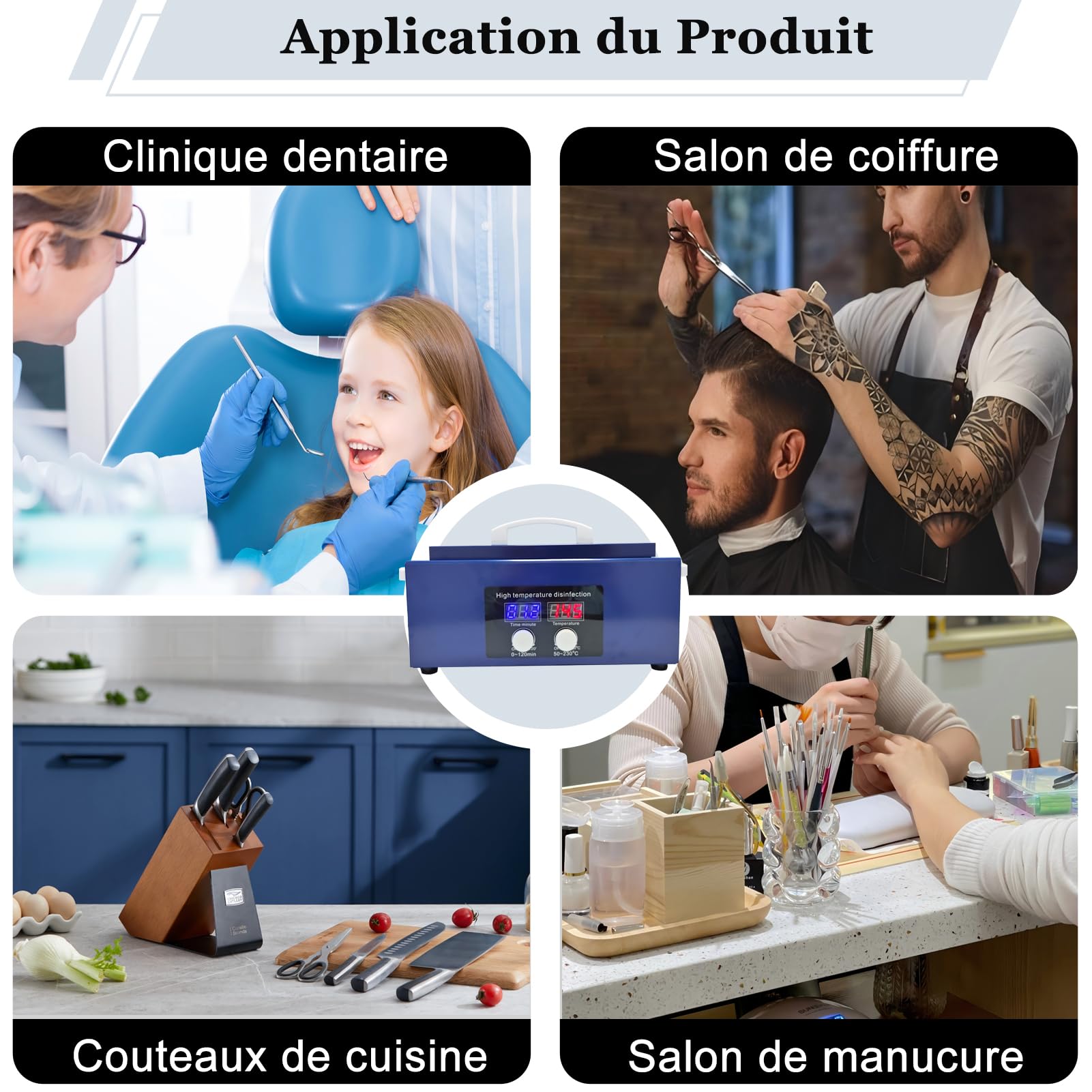 300W Sterilisateur electrique, 230℃ autoclave stérilisateur, 2.2L Stérilisateur pour ongles, convient pour les outils de manucure, de beauté, dentaires, etc.