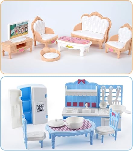 Miniatura 10 de Juego de 35 piezas de accesorios de muebles para casa de muñecas, muebles para casa de muñecas pequeña, muebles en miniatura, accesorios para casa