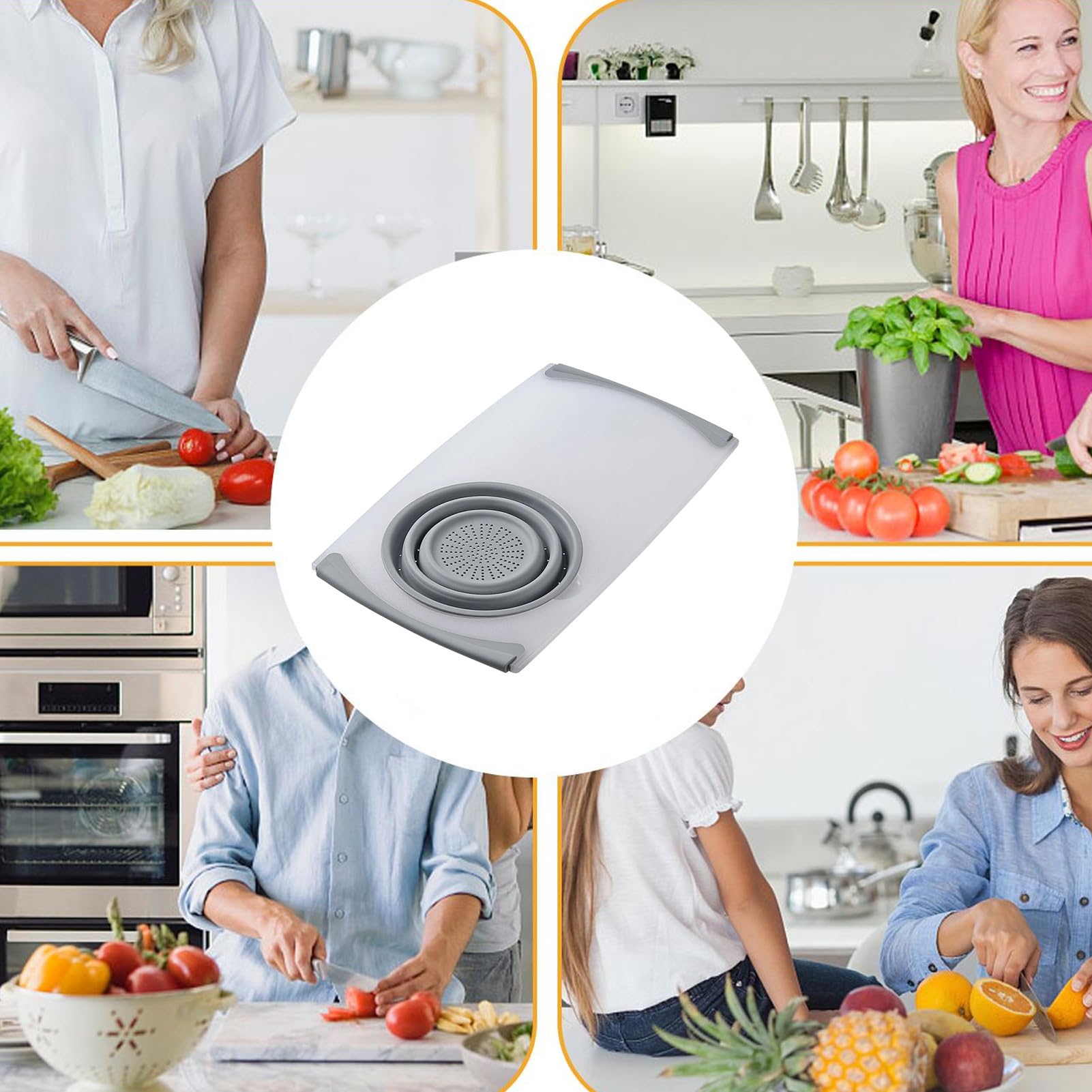 Colador de tabla de cortar para fregadero de cocina - Cesta ajustable