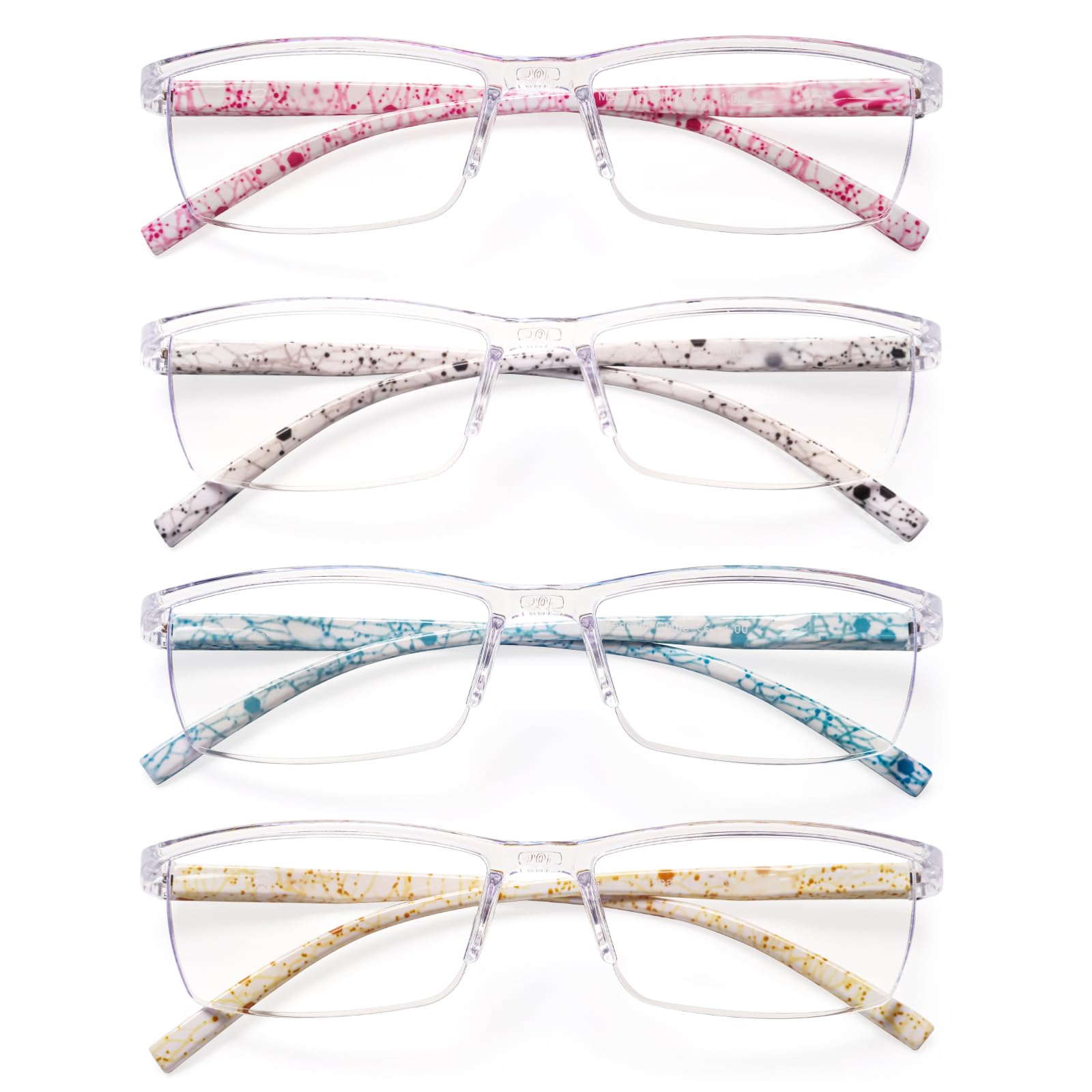 4 Pairs Reading Glasses, Blue Light Blocking Glasses, Computer Glasses for Women, Rectang…