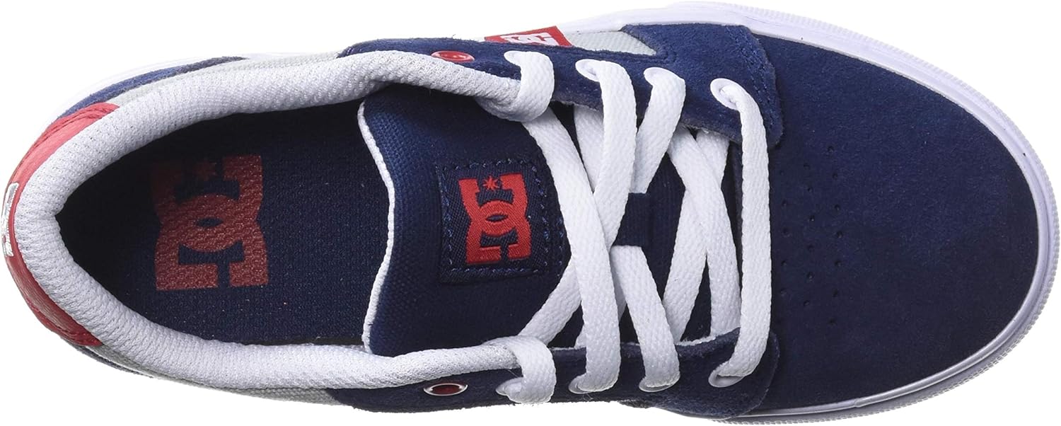 DC Boy's Anvil Youth Low Top Skate Shoe 5 Medium US Big Kid Grey/Red/White