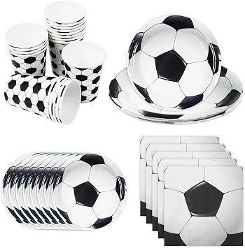 Football Birthday Party Tableware Set,60 PCS Paper Plates Cups and Napkins