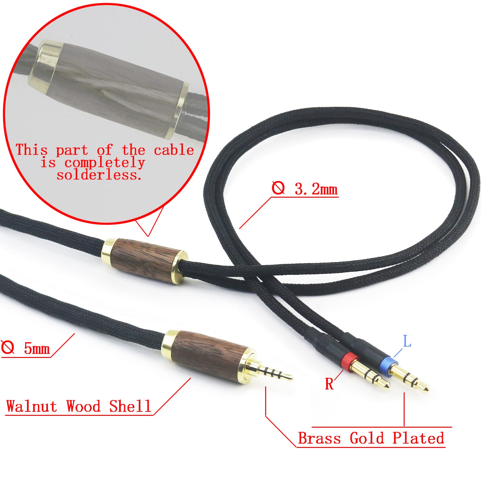ABLET Trrs, cavo bilanciato da 2,5 mm, compatibile con cuffie Hifiman Sundara, Ananda, Arya, HE400SE, HE4XX, Edition XS (versione 2 x 3,5 mm), cavo placcato in argento rame 7N OCC, custodia