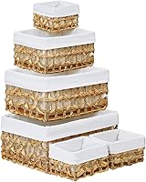 Vista 16 de Vagusicc Cestas de almacenamiento de mimbre, cestas negras de cuerda de papel tejidas a mano para almacenamiento, cestas rectangulares de mimbre