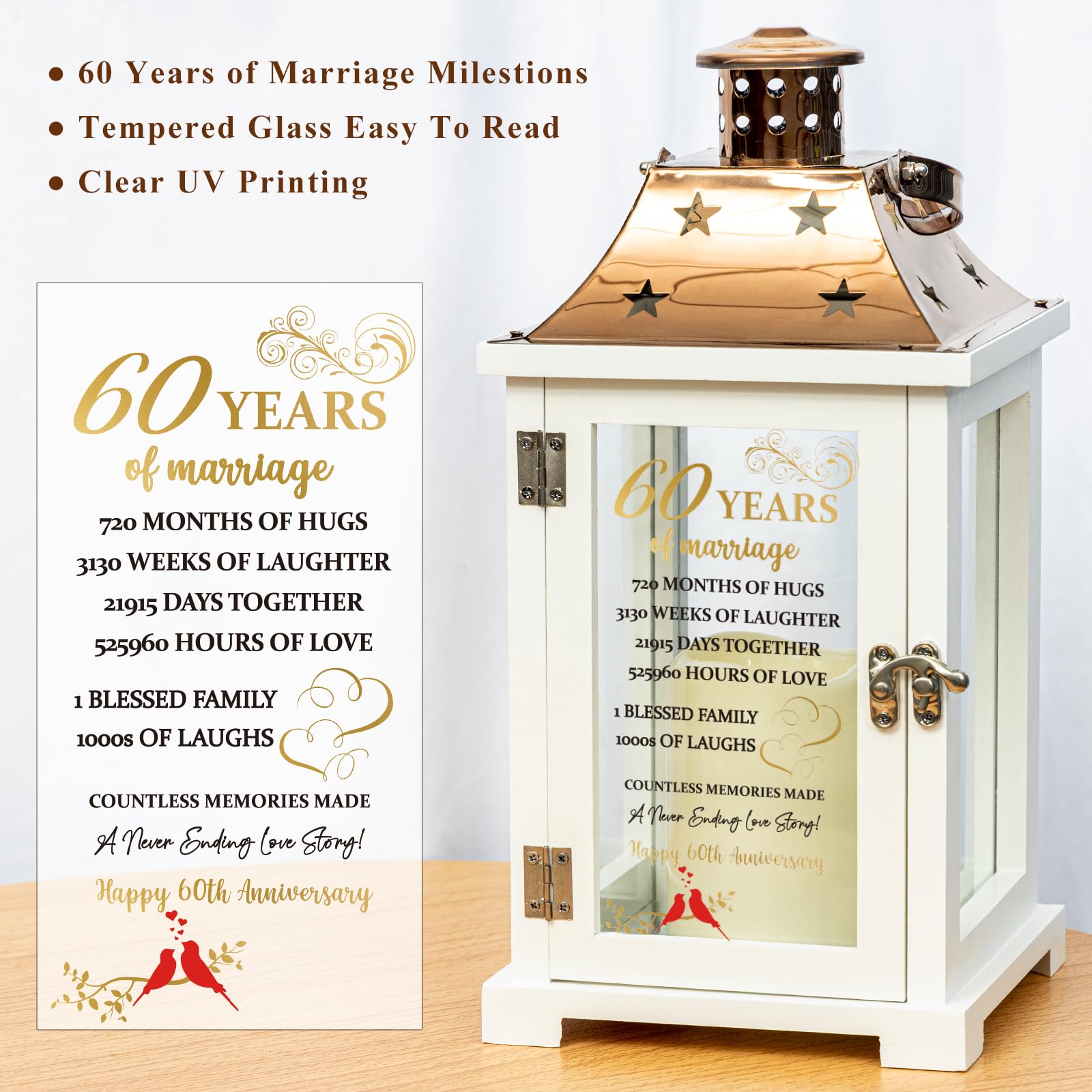 60th Wedding Anniversary Lantern, Happy 60 Years Anniversary